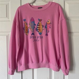 Dry Goods Pink Fish Graphic Sweater